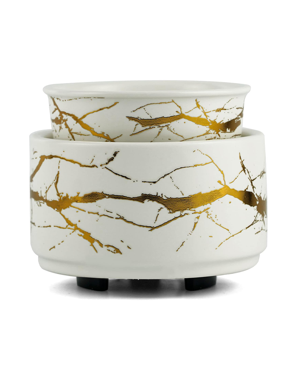 Ceramic 3-in-1 Wax Melt & Oil Burner | White & Gold Electric Candle Warmer