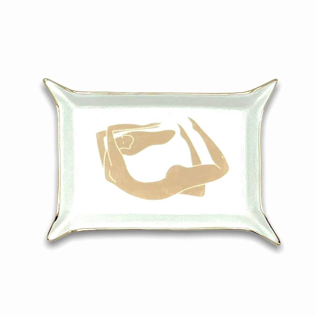 Bridge Jewelry & Smudge Tray | Ceramic Gold-Edged Ritual Dish