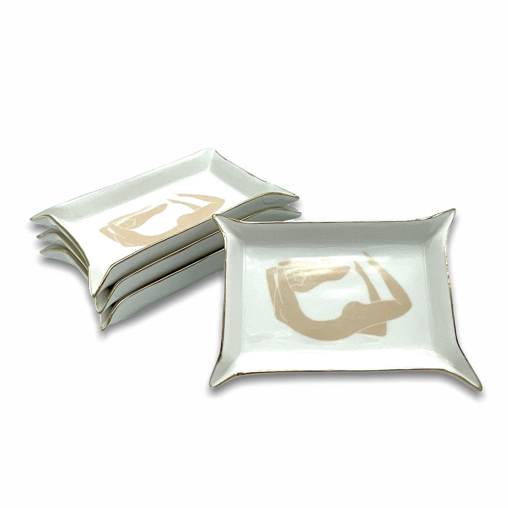 Bridge Jewelry & Smudge Tray | Ceramic Gold-Edged Ritual Dish